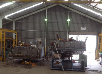 Pair of service modules during fabrication